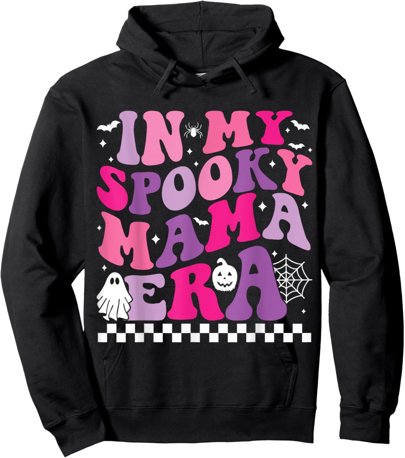 Groovy In My Spooky Mama Era Funny Halloween Mom Ghost Hoodie - Hoodie | Black
