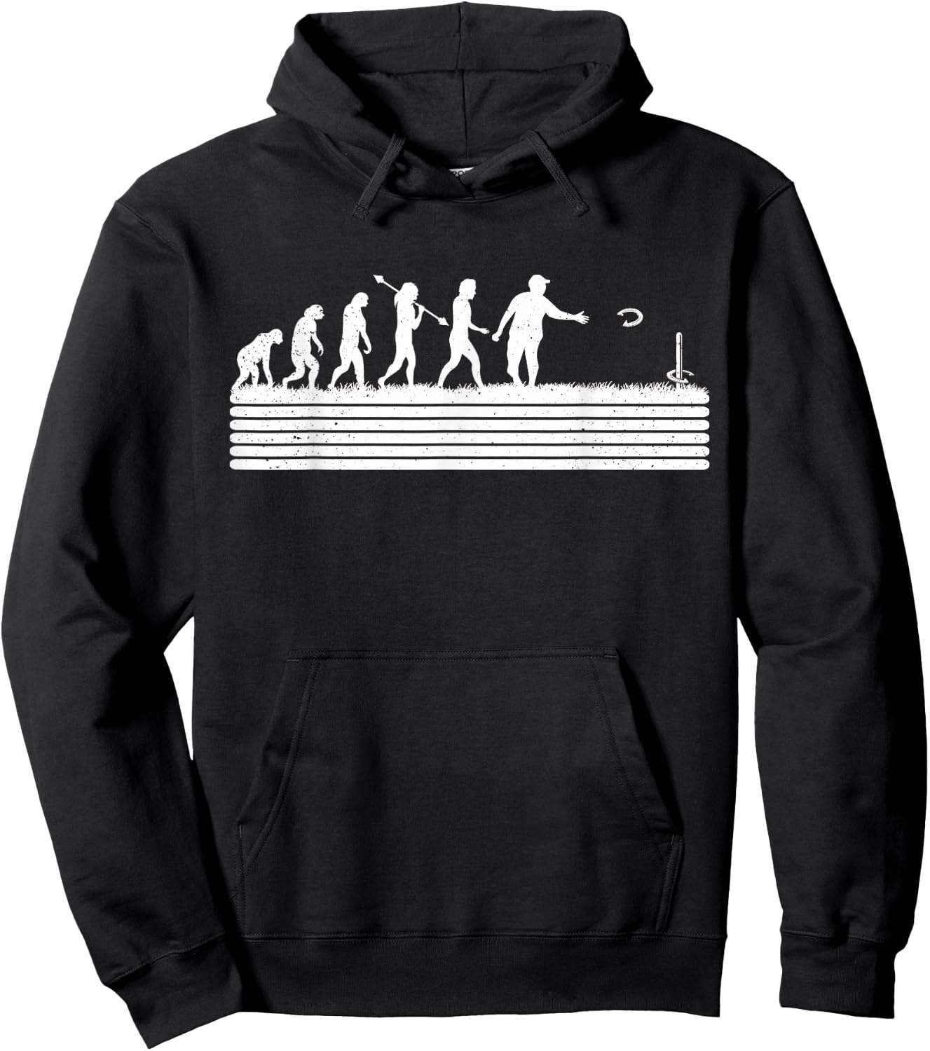 Horseshoe Pitching Evolution Funny Horseshoe Pitching Hoodie - Hoodie | Black