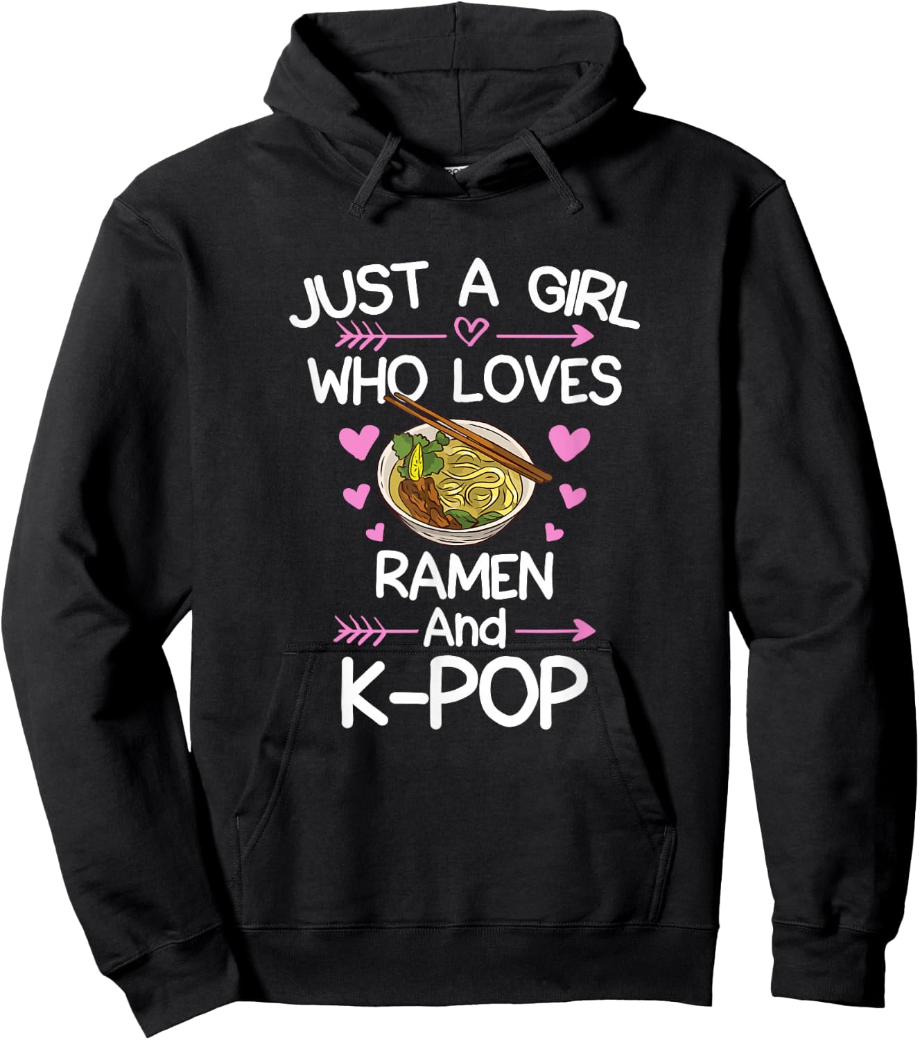Ramen And K-Pop Anime for Teen Girls Hoodie - Hoodie | Black
