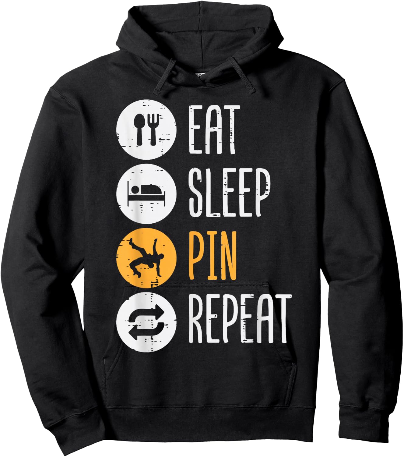Wrestling Eat Sleep Pin Repeat Funny Wrestler Women Men Kids Hoodie - Hoodie | Black