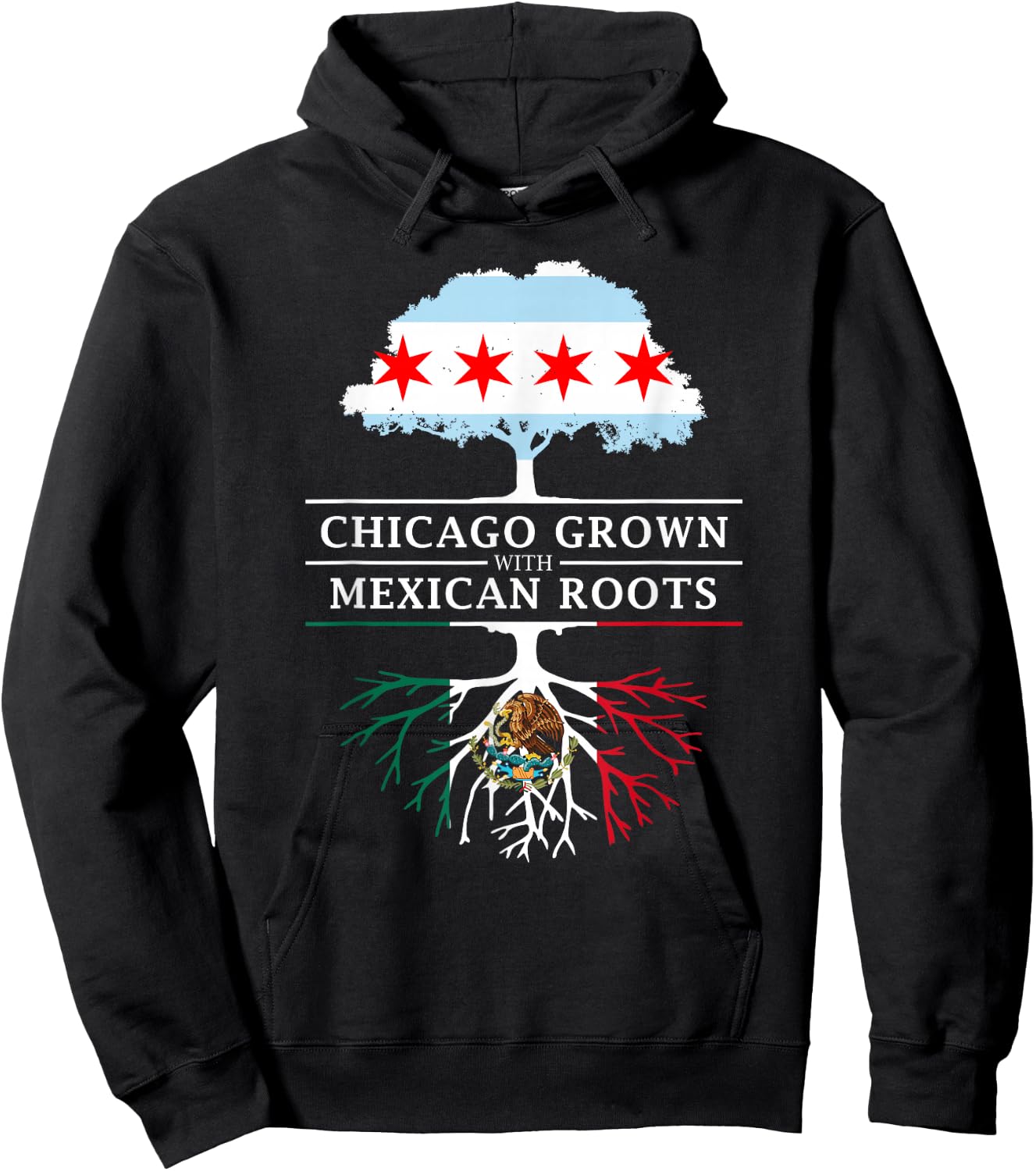Chicago Grown with Mexican Roots - Mexico Hoodie - Hoodie | Black
