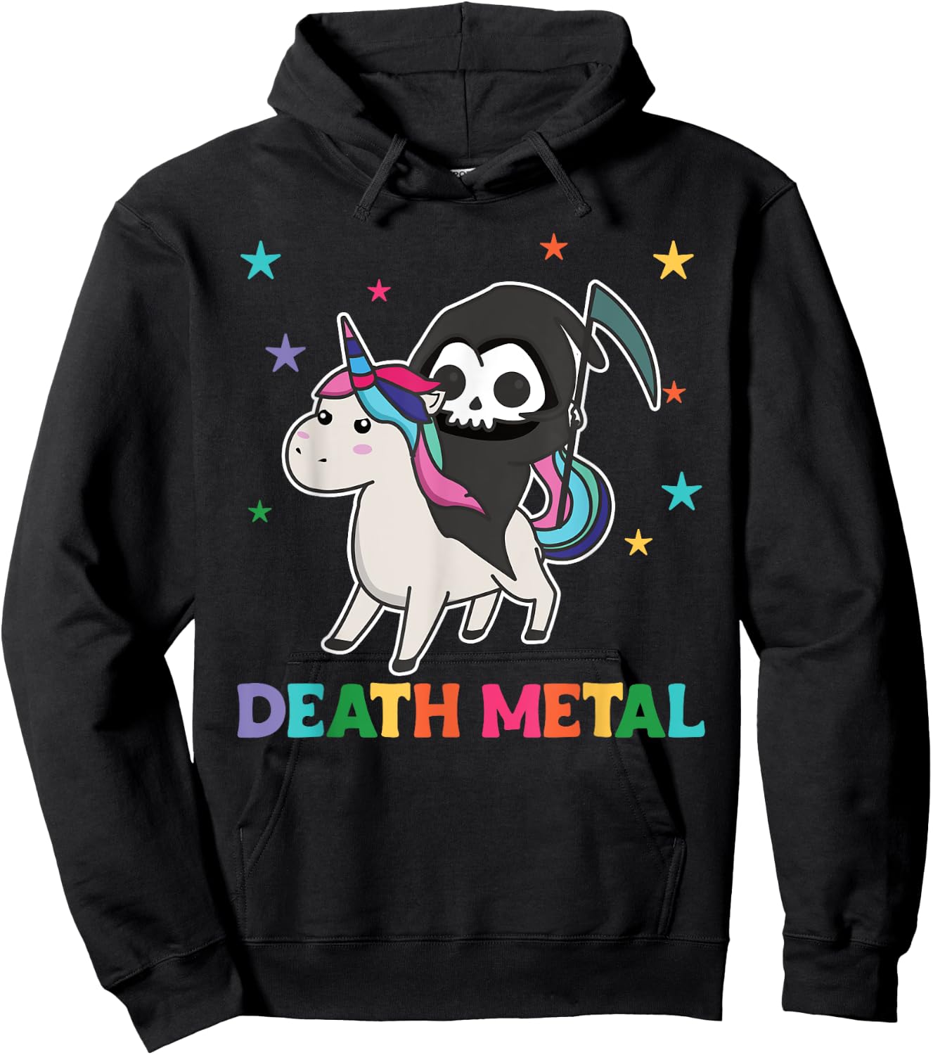 Death Metal Rock Music - death riding unicorn funny unicorns Hoodie - Hoodie | Black