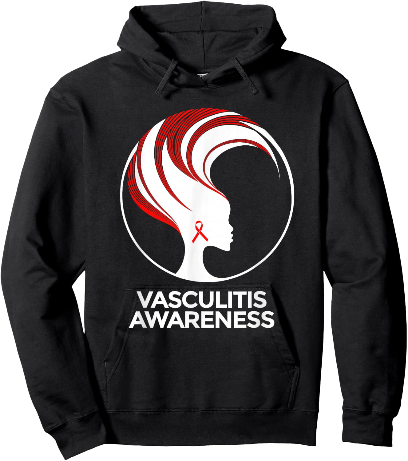 Vasculitis Awareness Red Ribbon Support Strong Hope Hoodie - Hoodie | Black