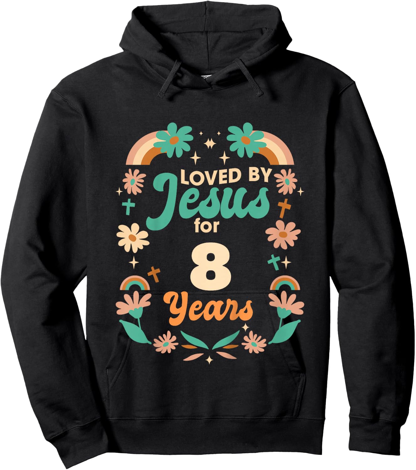 Loved By Jesus For 8 Years 8th Birthday Christian Theme Hoodie - Hoodie | Black