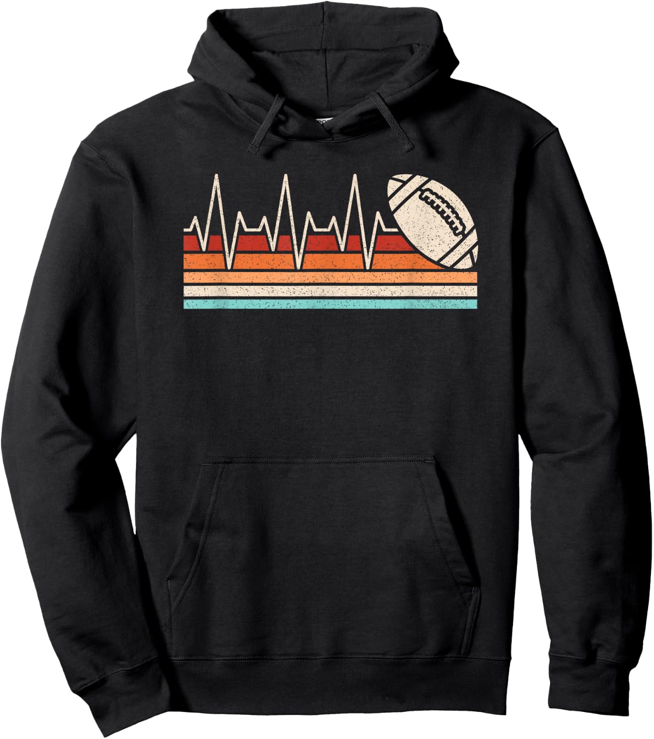 Retro American Football Heartbeat Men Boys Kids Hoodie - Hoodie | Black