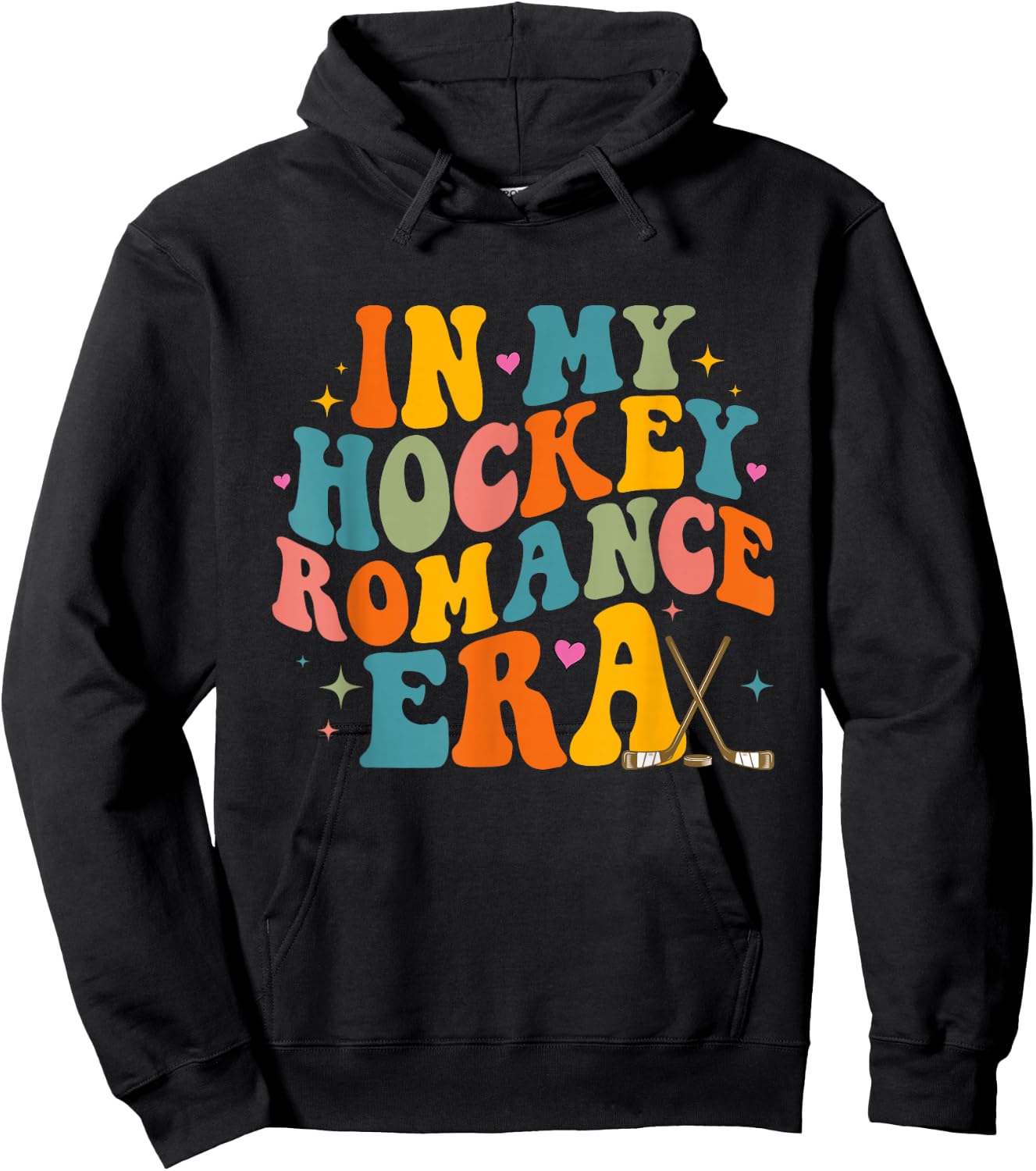In My Hockey Romance Era Retro Groovy Game Day Funny Sports Hoodie - Hoodie | Black