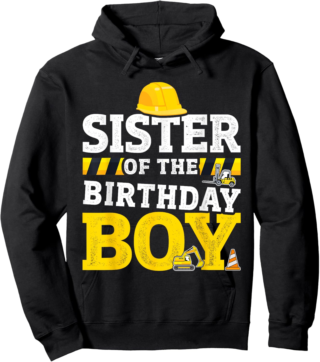 Sister of birthday boy matching family construction party Hoodie - Hoodie | Black