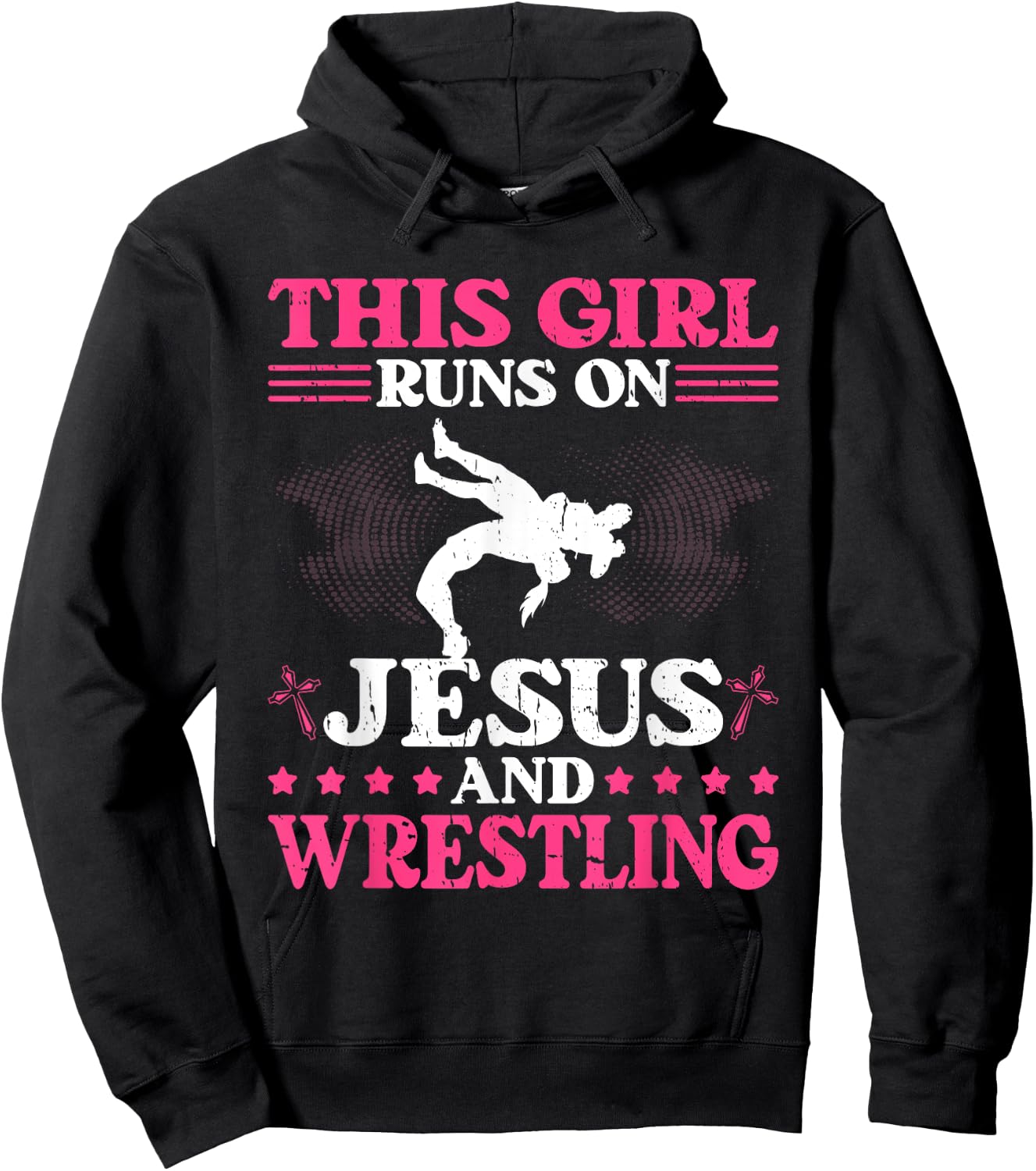 This Girl Runs On Jesus And Wrestling Hoodie - Hoodie | Black