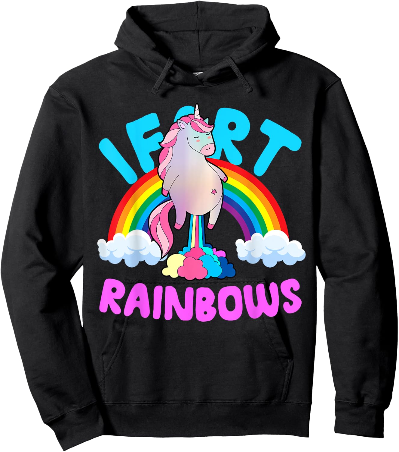 Kids Unicorn I Fart Rainbows Funny Cute Sarcastic Humor Hoodie - Hoodie | Black
