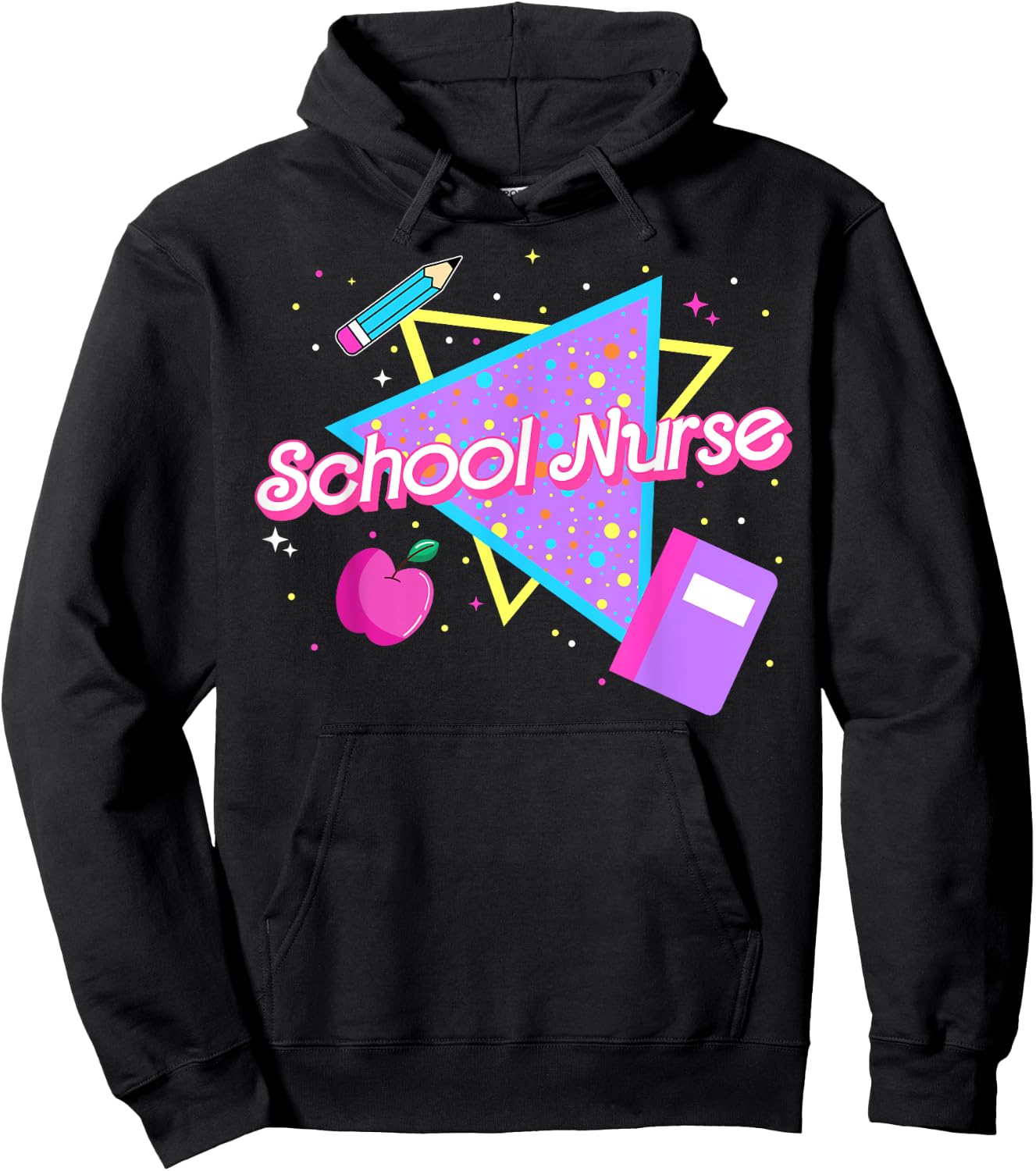 Cute School Nurse Back to school 80's 90's Retro Old School Hoodie - Hoodie | Black