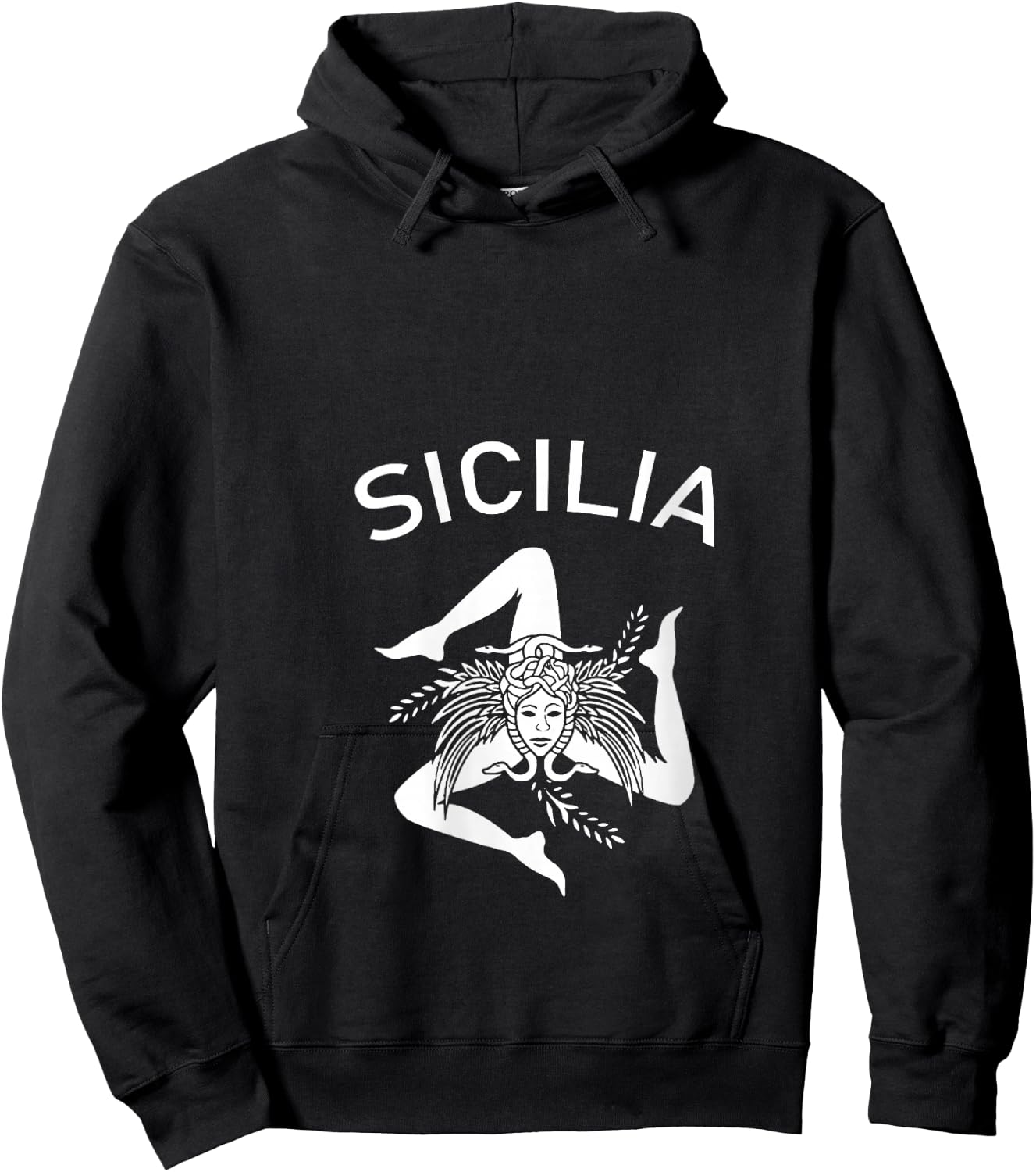 Sicilia Flag Sicily Palermo Italy V-Neck Hoodie - Hoodie | Black