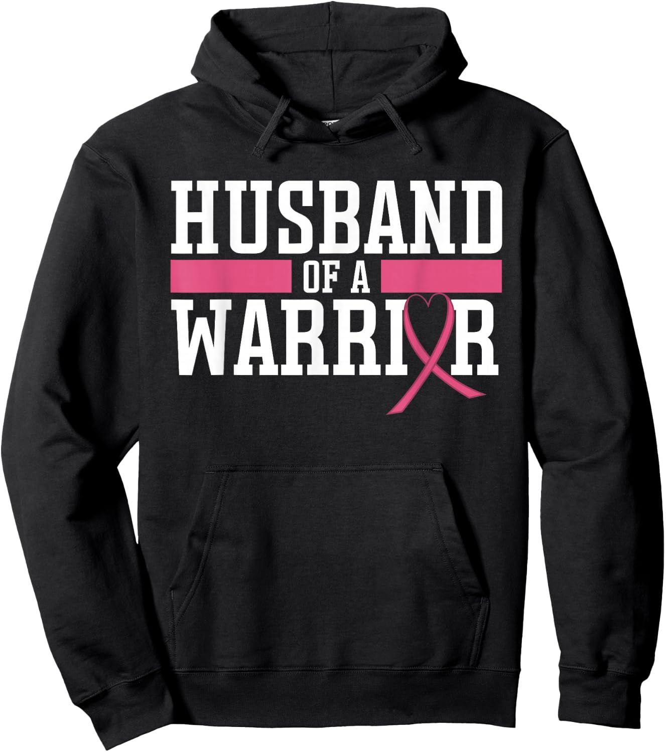 Husband Of A Warrior Breast Cancer Awareness Support Hoodie - Hoodie | Black