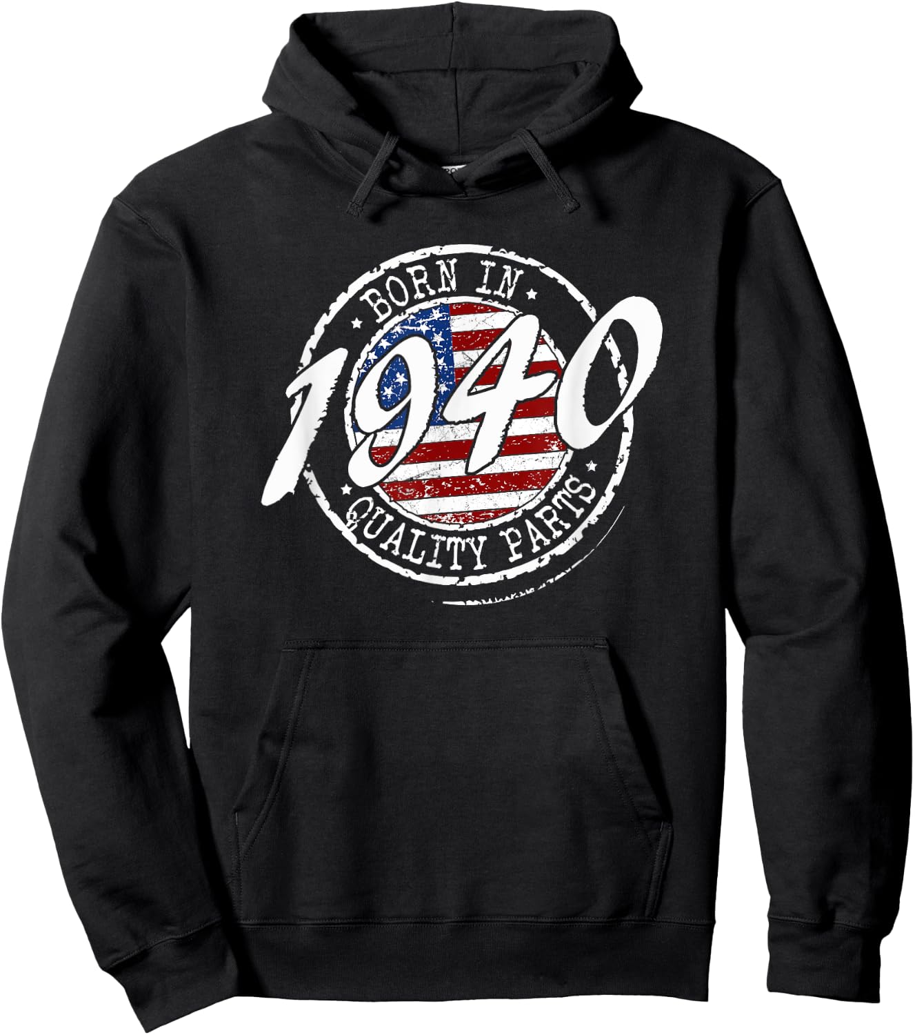 Born In 1940 Birthday, Vintage Flag Born In 1940 Birthday Hoodie - Hoodie | Black