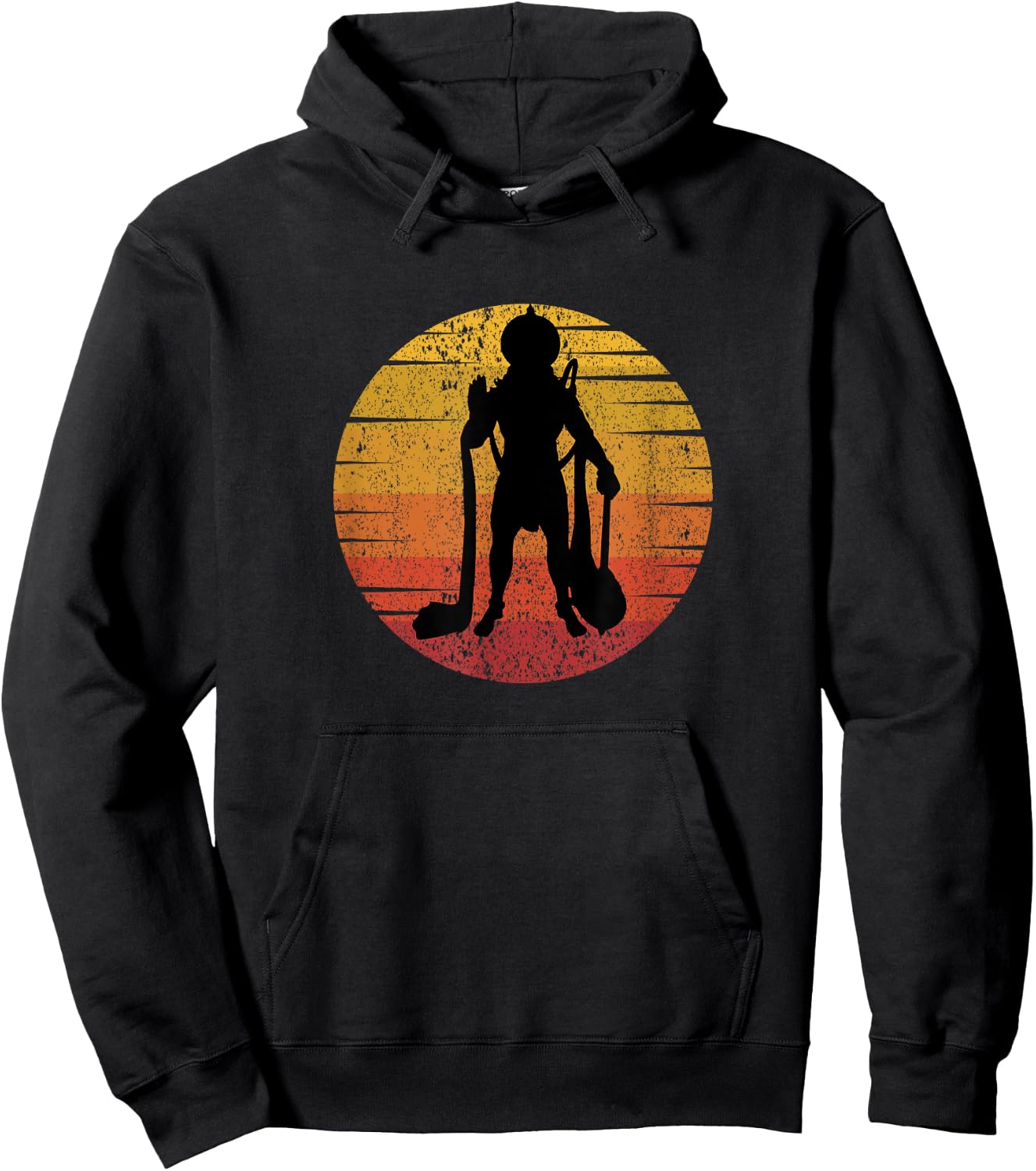 Retro Vintage Hindu God Lord Hanuman Monkey God Men Women Hoodie - Hoodie | Black