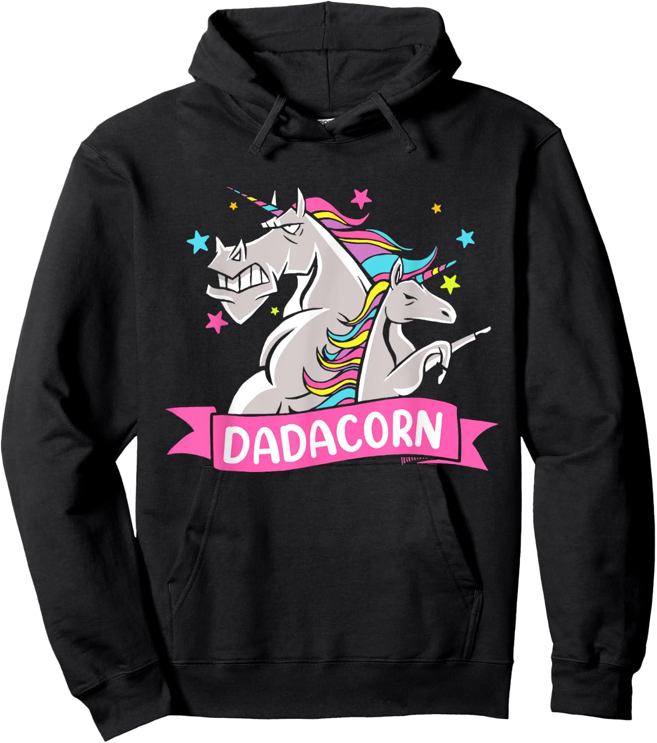 Fathers Day Gift Unicorn Dad Shirt Funny Dadacorn Kids Men Hoodie - Hoodie | Black