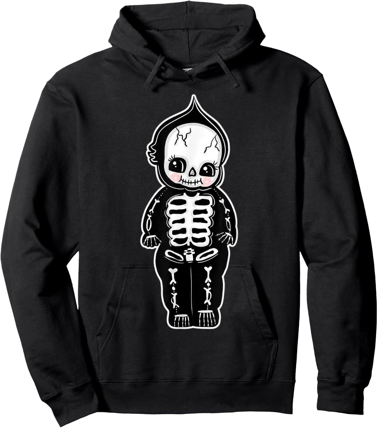 Skeleton Kewpie Baby Blackwork Hoodie - Hoodie | Black