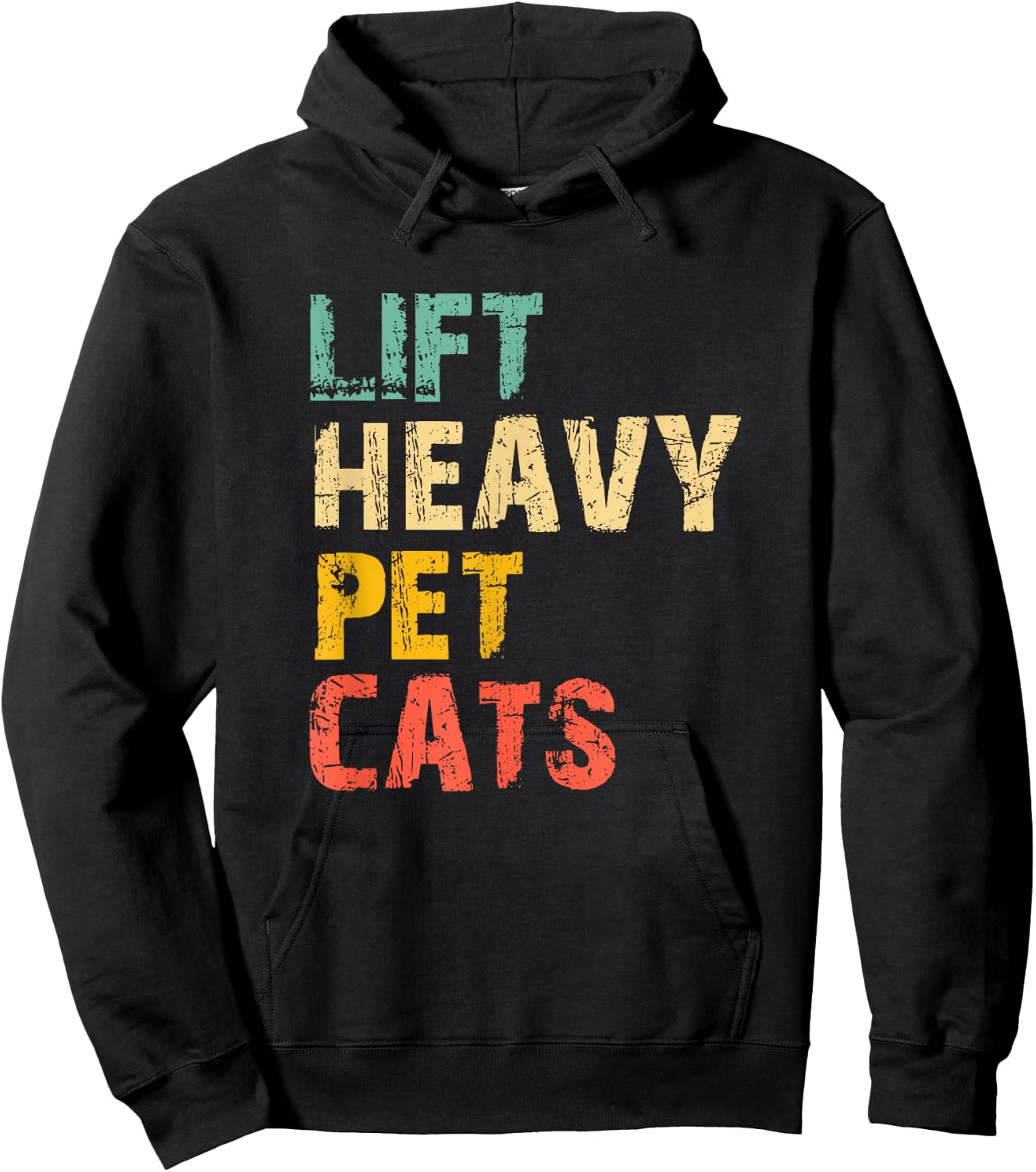 Lift Heavy Pet Cats Gym Workout Weight Lifting Funny Vintage Hoodie - Hoodie | Black
