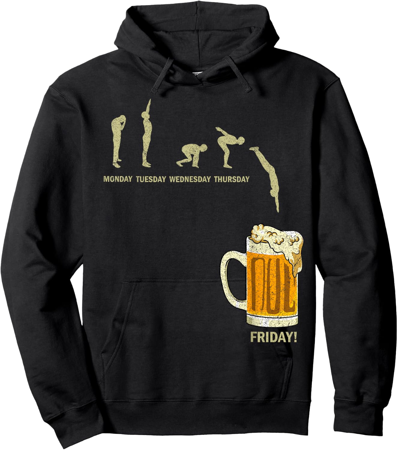 Beer Drinker Endlich Freitag Weekdays Funny Weekend Hoodie - Hoodie | Black