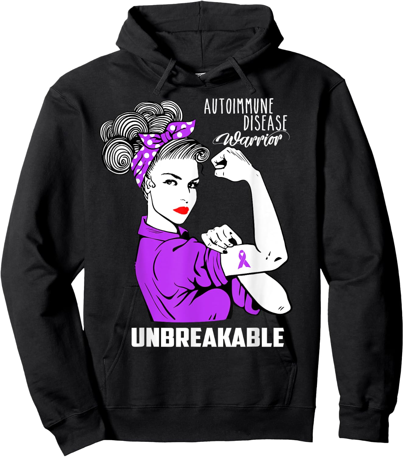 Autoimmune Disease Warrior Unbreakable Shirt Awareness Gift Hoodie - Hoodie | Black