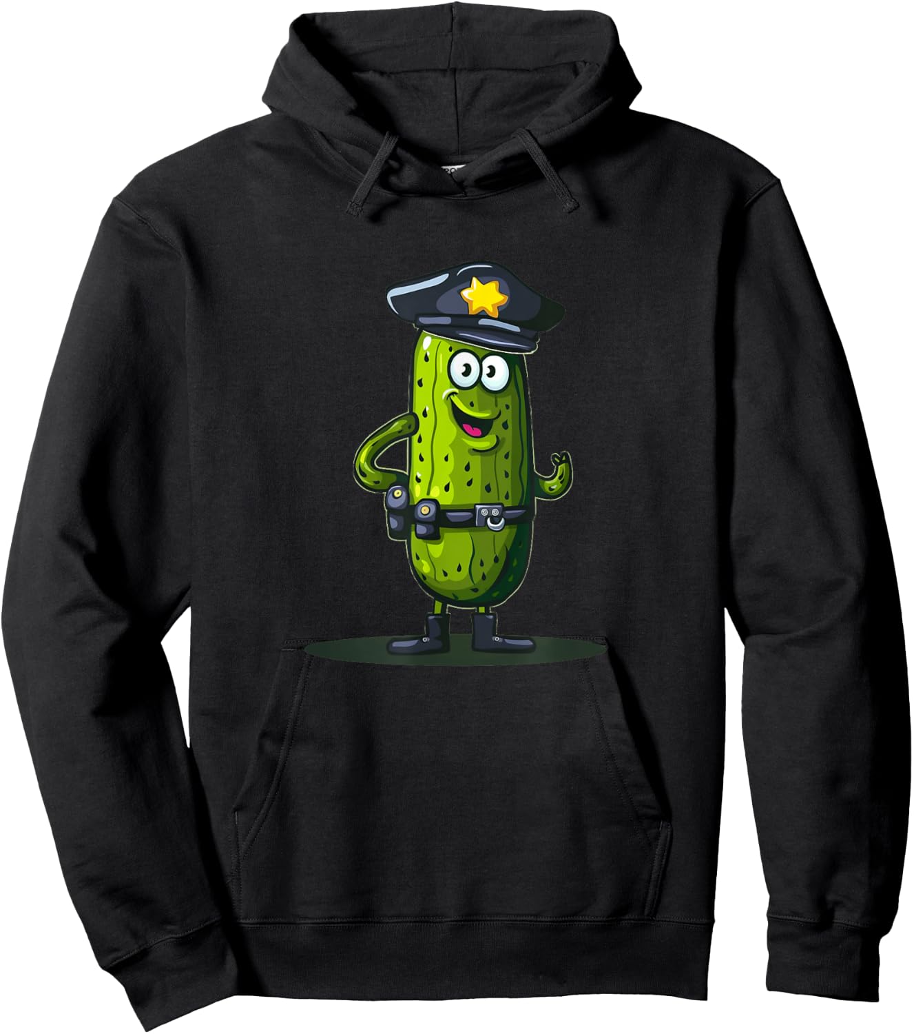 Funny looking Pickle in Police Office Outfit Hoodie - Hoodie | Black