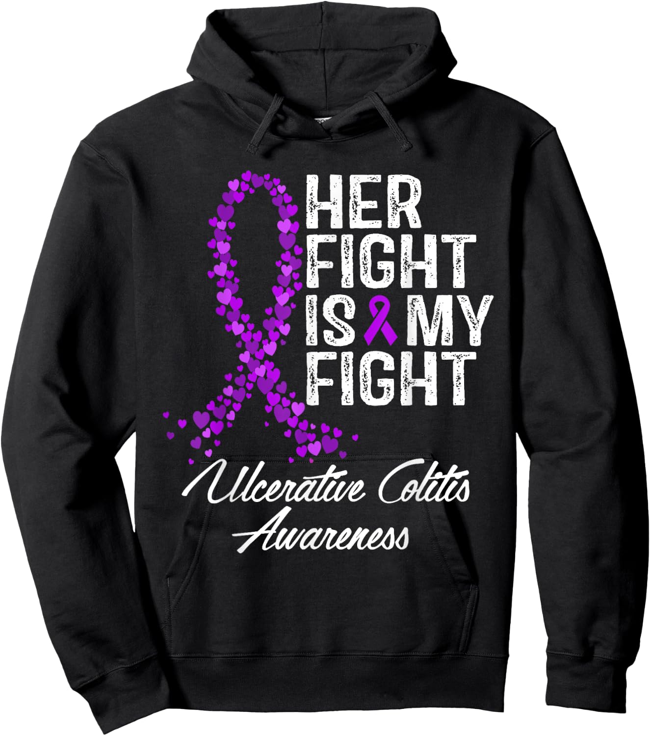 Ulcerative Colitis Awareness Her Fight Warrior Support Hoodie - Hoodie | Black