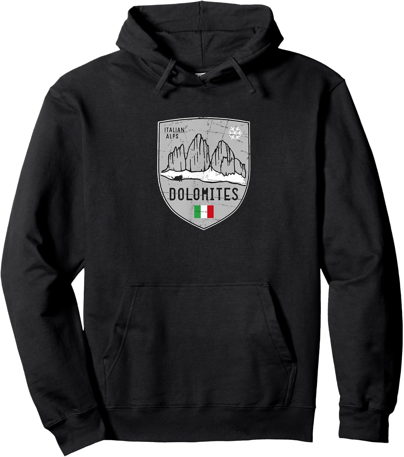 Dolomites Three Peaks Mountain Ski Crest Hoodie - Hoodie | Black