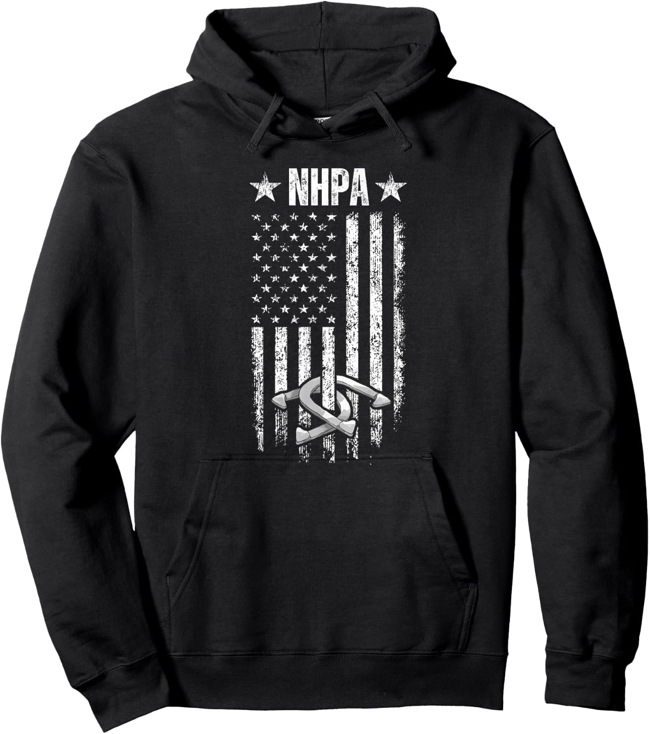 National Horseshoe Pitchers Association NHPA Distressed Flag Hoodie - Hoodie | Black