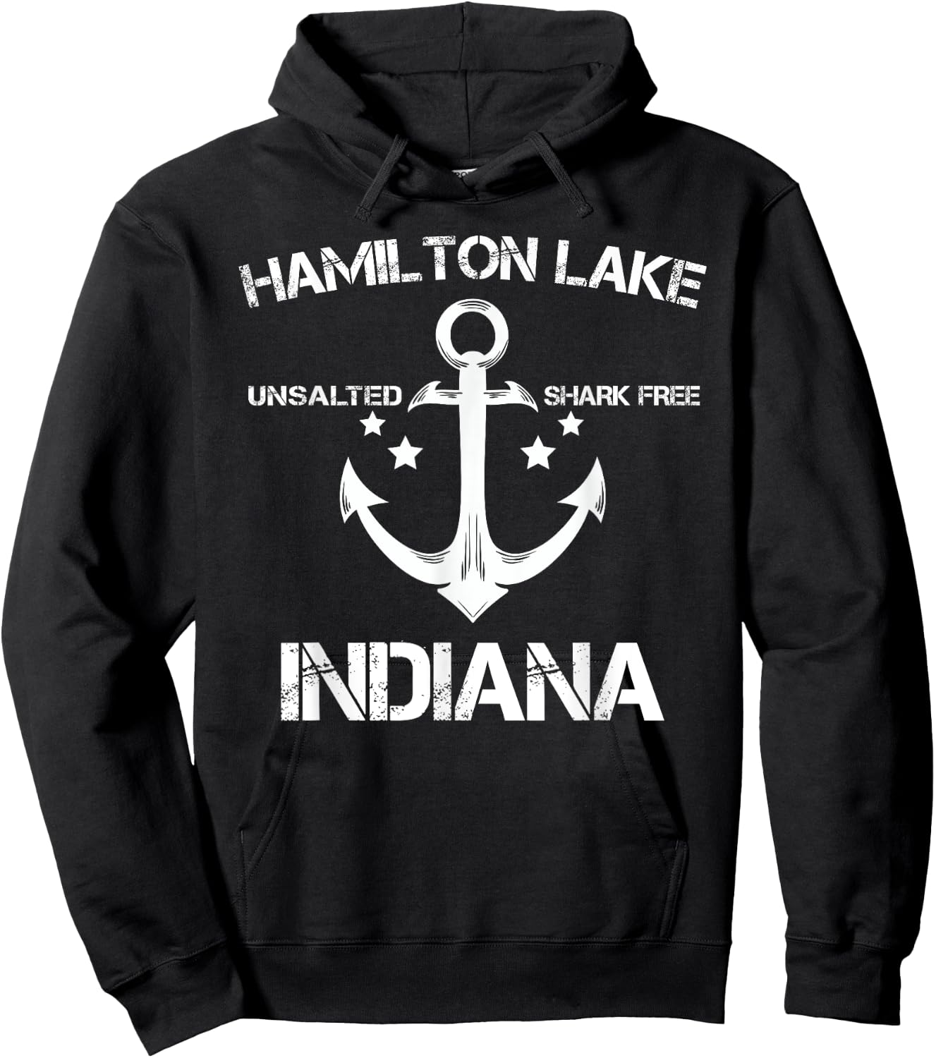 HAMILTON LAKE INDIANA Funny Fishing Camping Summer Gift Hoodie - Hoodie | Black