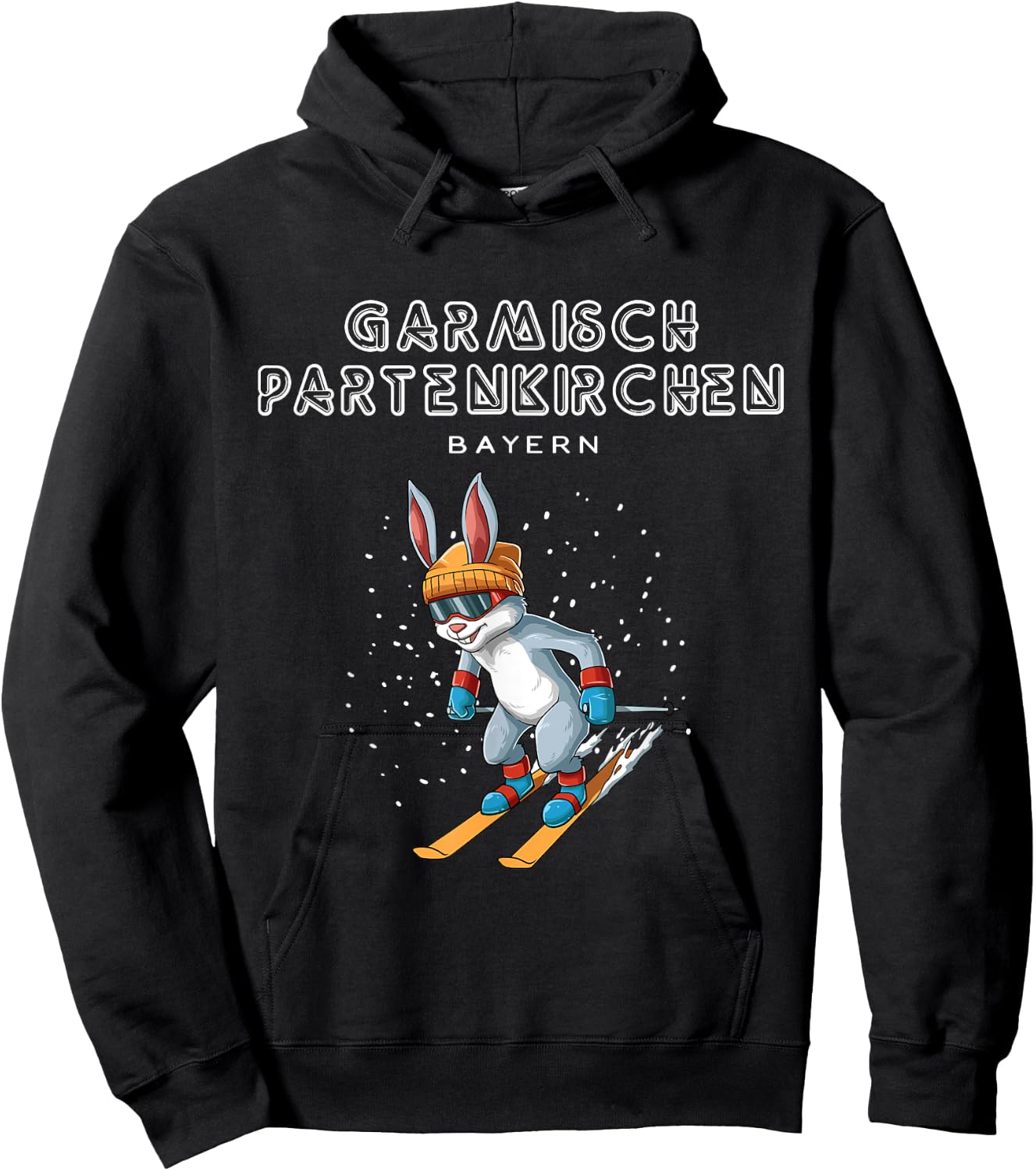 Garmisch Partenkirchen Bayern Germany Ski Rabbit Hoodie - Hoodie | Black