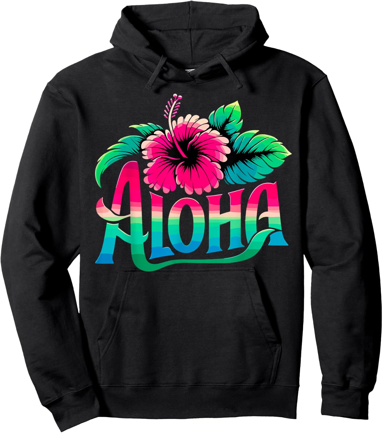 Aloha Hawaiian Flower Hawaii Vacation Hoodie - Hoodie | Black
