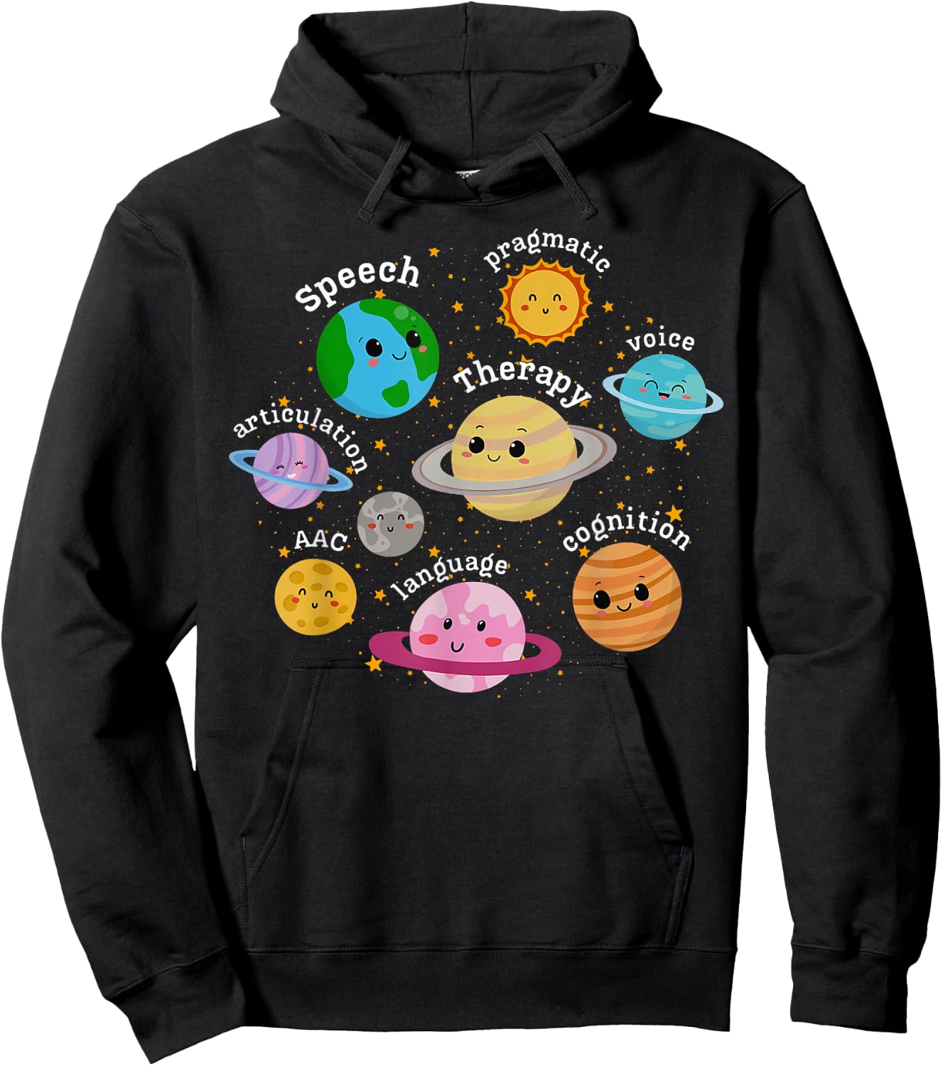 SLP System Planets Speech Language Pathologist Outer Space Hoodie - Hoodie | Black