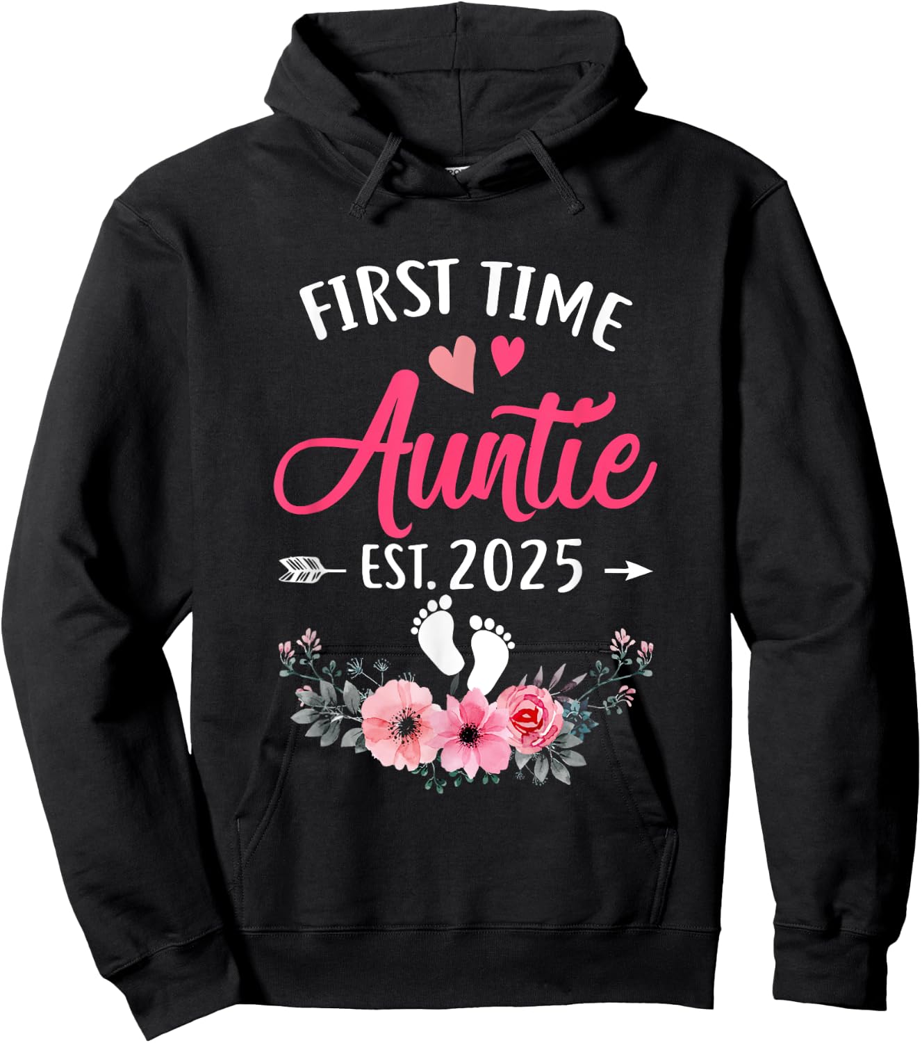 First Time Auntie Promoted To Auntie Est 2025 Mothers Day Hoodie - Hoodie | Black