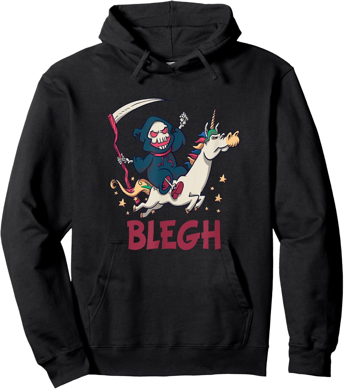 Blegh Funny Metalcore Reaper Unicorn Djent Deathcore Hoodie - Hoodie | Black