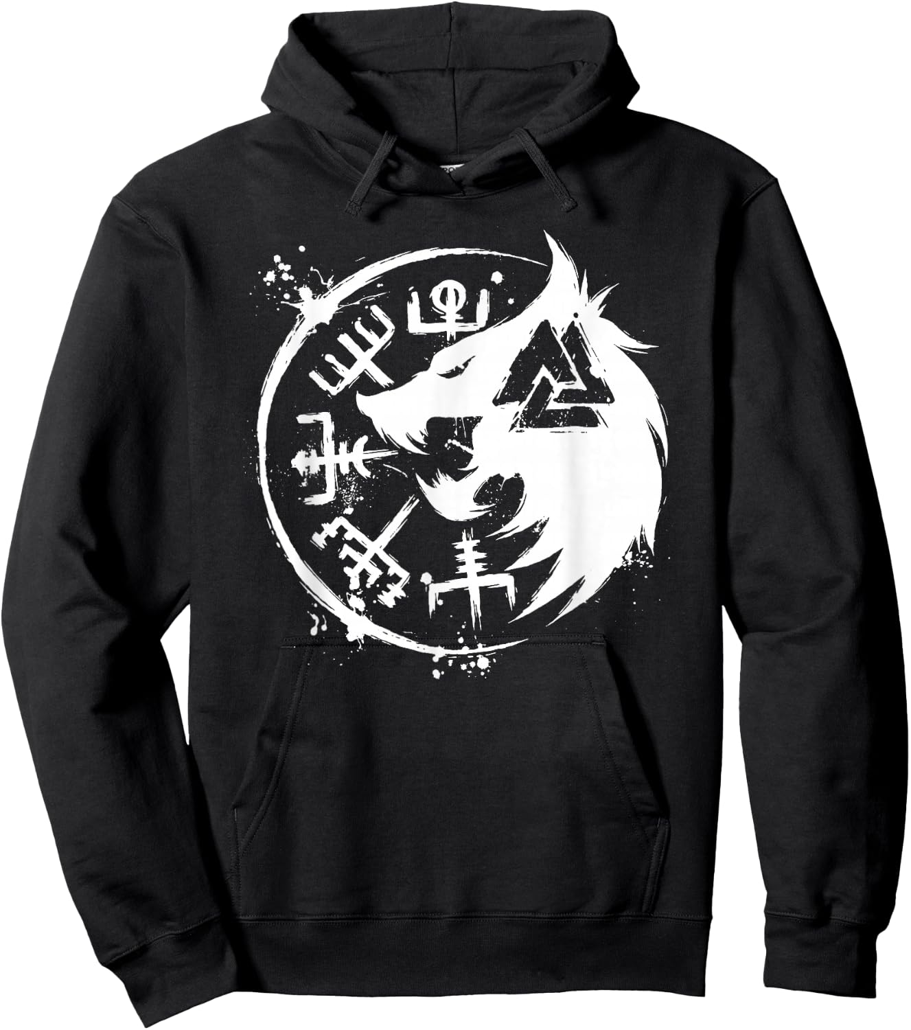 Fenrir Wolf Fenris-Wolf - Viking Vegvisir Valknut Hoodie - Hoodie | Black