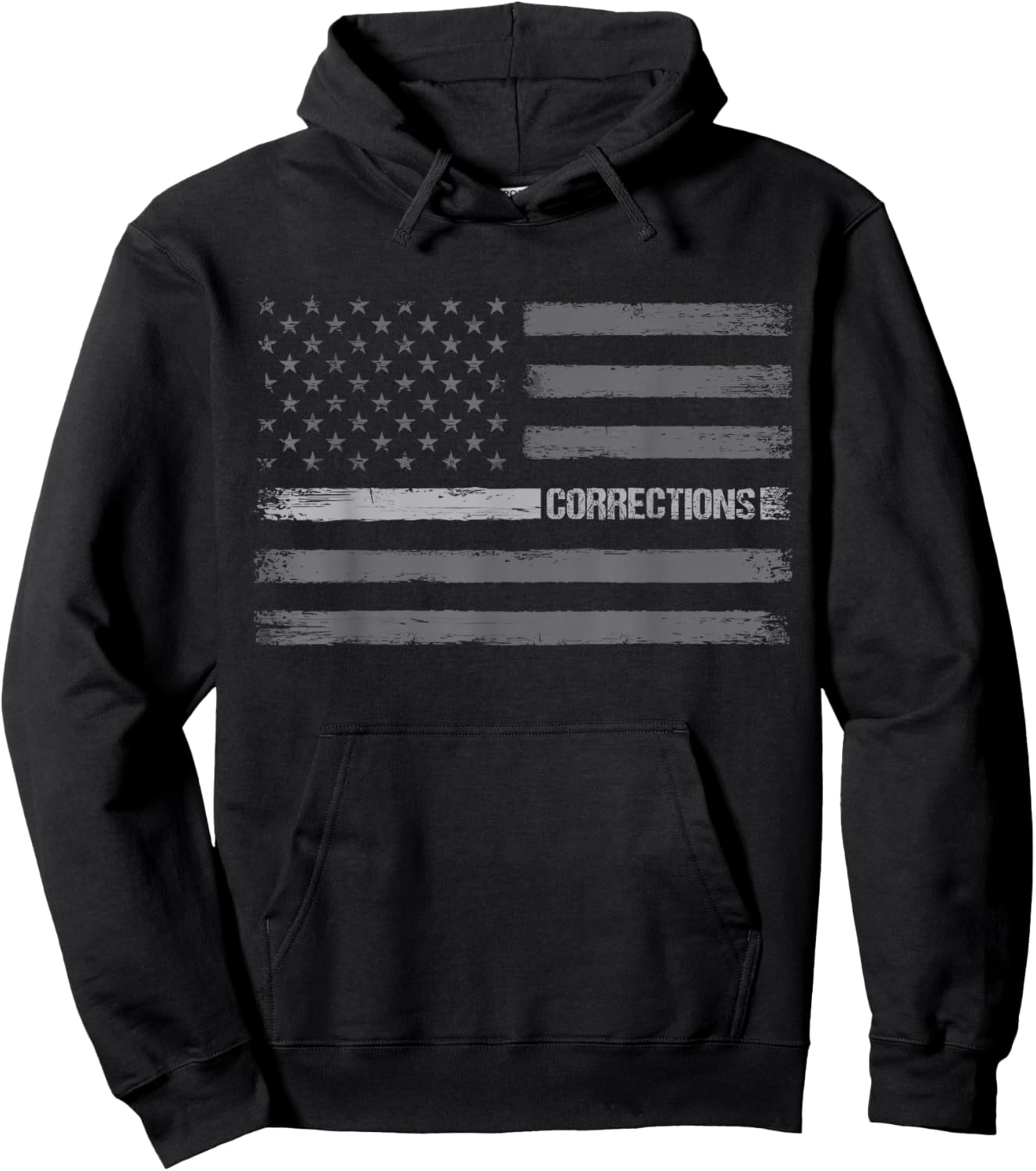 Corrections - Thin Silver Line Flag Correctional Officer Hoodie - Hoodie | Black