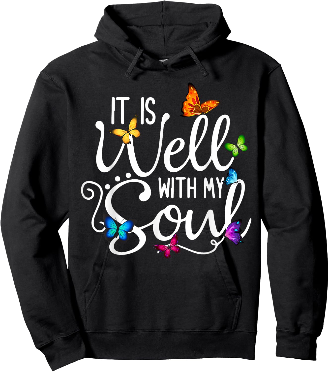 It Is Well With My Soul Christian Hymn - Butterfly Art Hoodie - Hoodie | Black