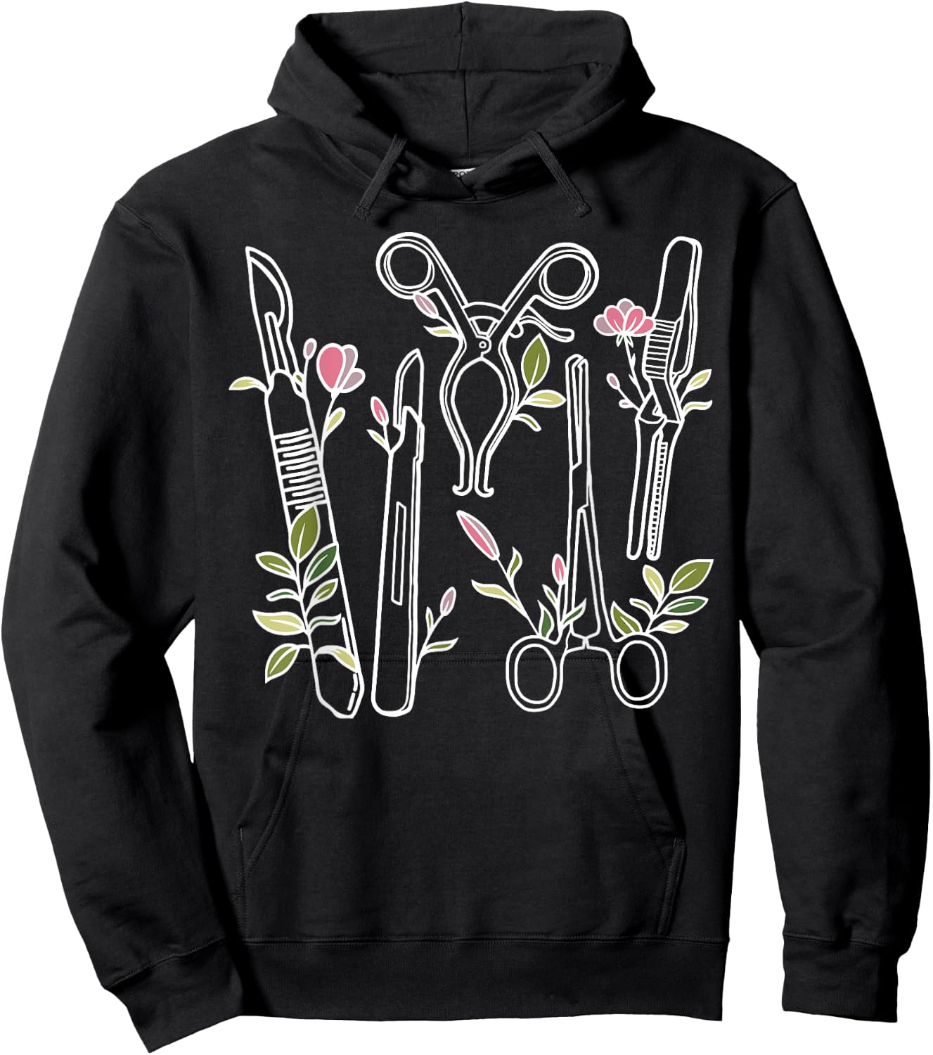 Floral Surgical Tech Surgery Medical Med School Graduation Hoodie - Hoodie | Black