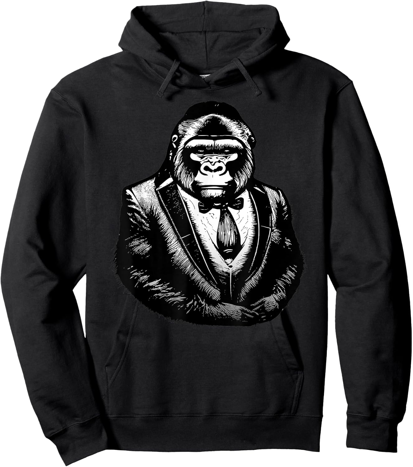 Gorilla_ in a Tuxedo, Funny Ape Monkey in a Tux_ Tie Suit Hoodie - Hoodie | Black