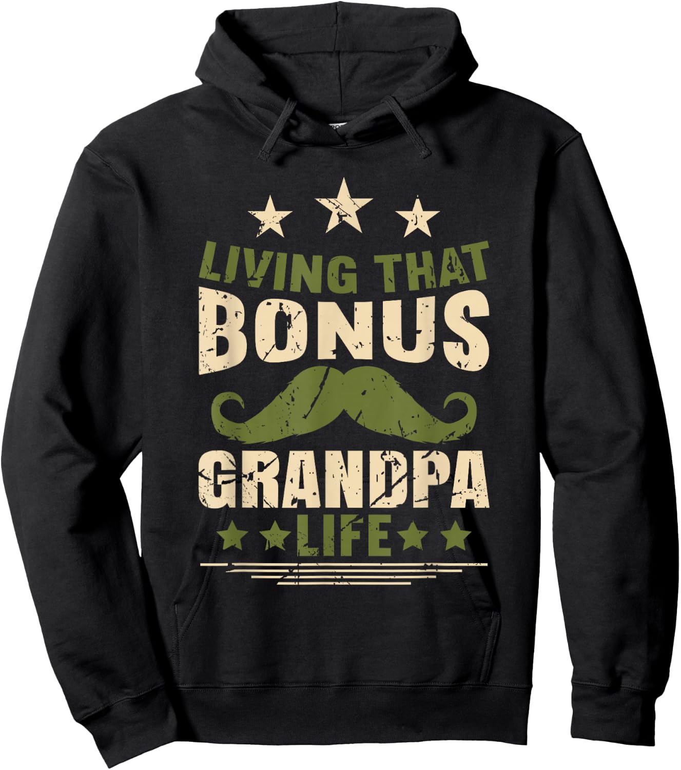 Bonus Grandpa Grandfather Step Grandpa Fathers Day Hoodie - Hoodie | Black