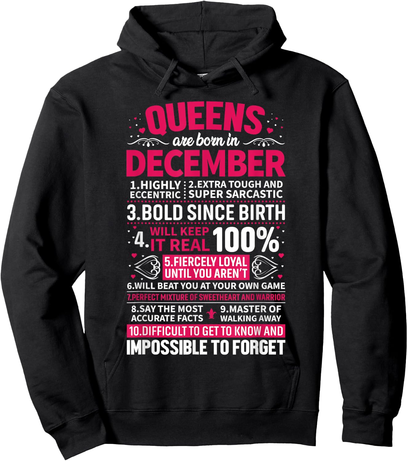 Queens Are Born in December Hoodie - Hoodie | Black