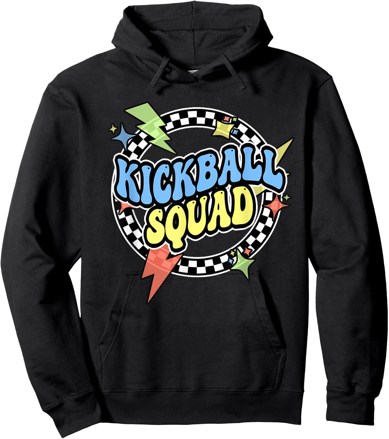 Retro Kickball Shirt For Kids Adults Men Boy Kickball Squad Hoodie - Hoodie | Black