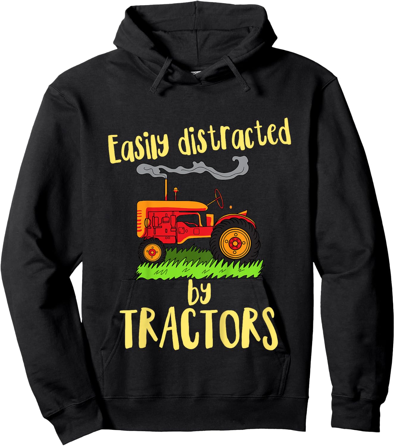 Easily Distracted by Tractors Toddlers Boys Girls Tractor Hoodie - Hoodie | Black