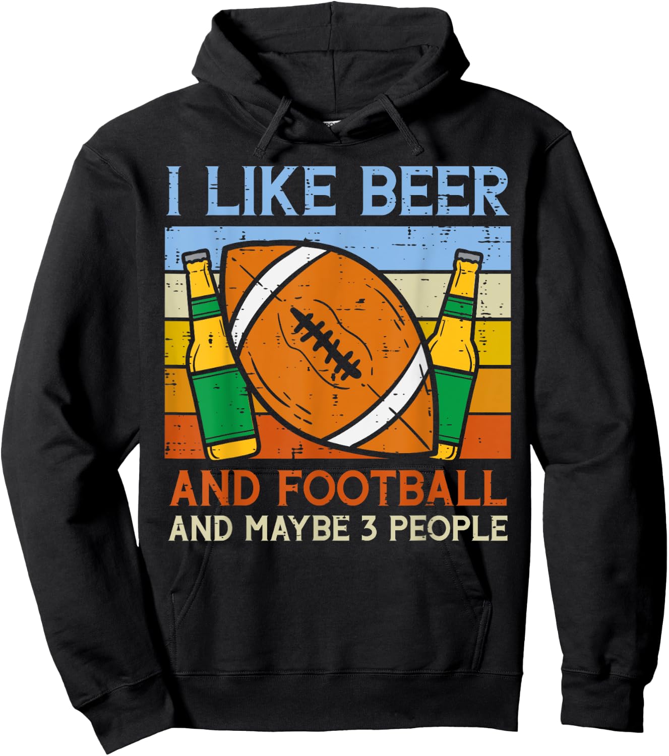 I Like Beer American Football 3 People Funny Sports Drinking Hoodie - Hoodie | Black