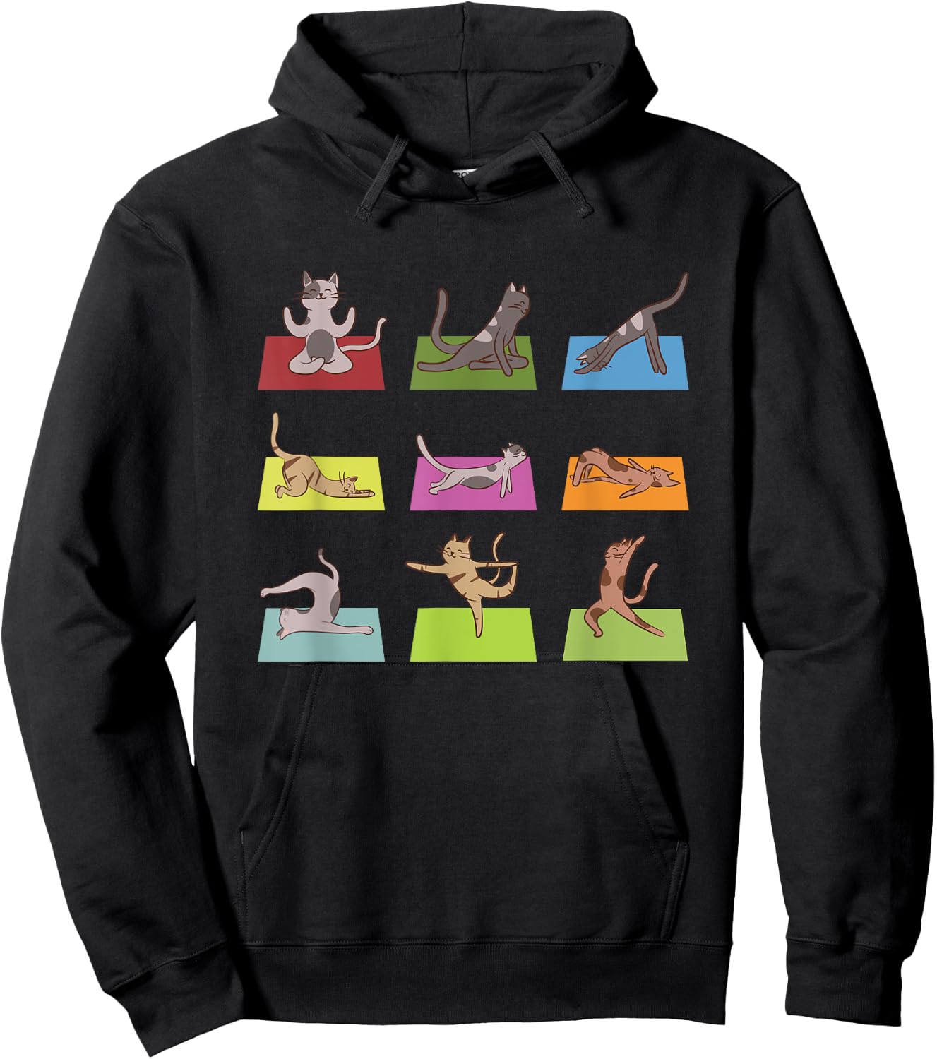 Funny Cat Yoga Positions Meditation Yoga Lover Women Girls Kids Hoodie - Hoodie | Black