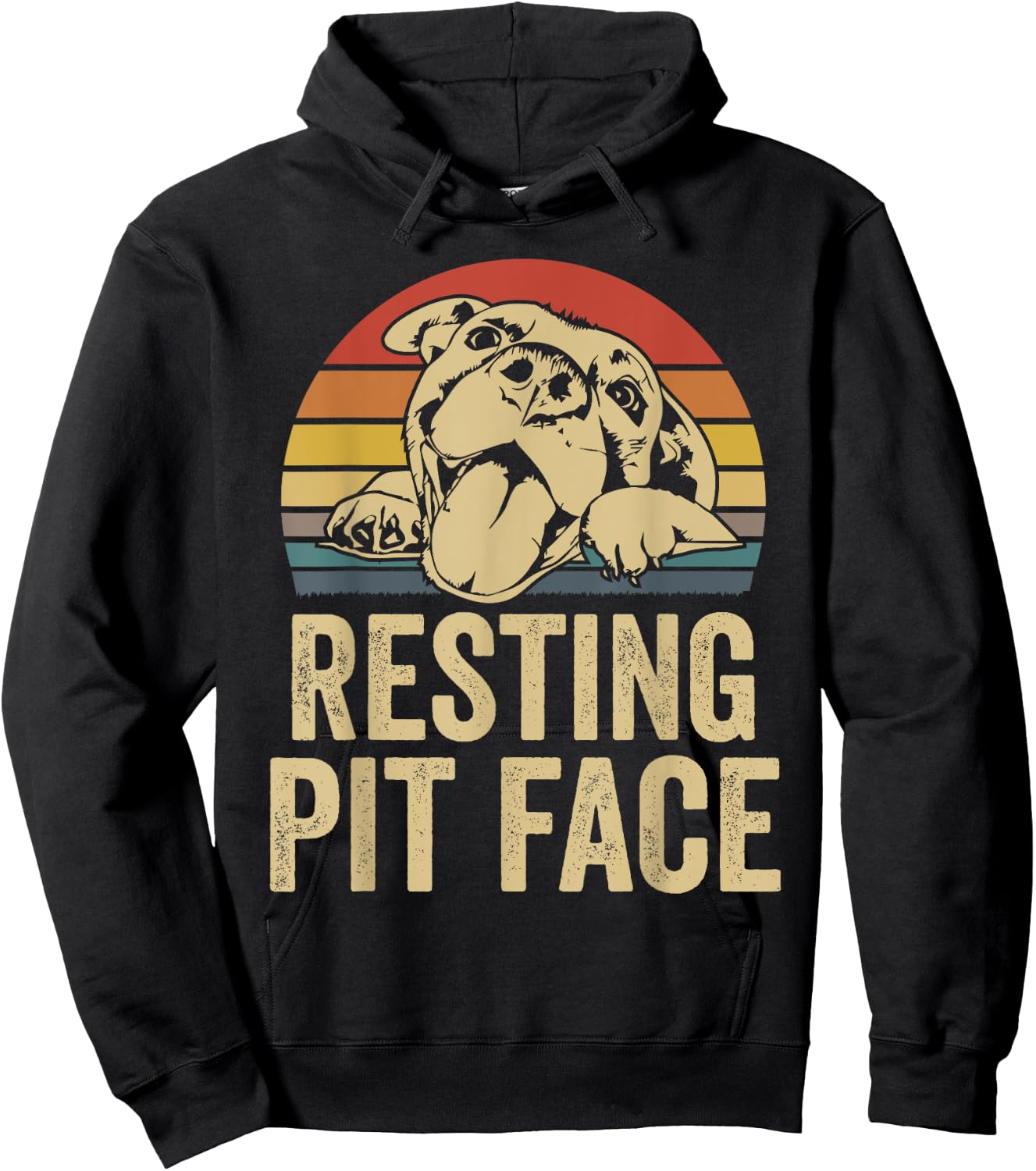 Resting Pit Face - Vintage Pitbull Lovers Gift Face Hoodie - Hoodie | Black