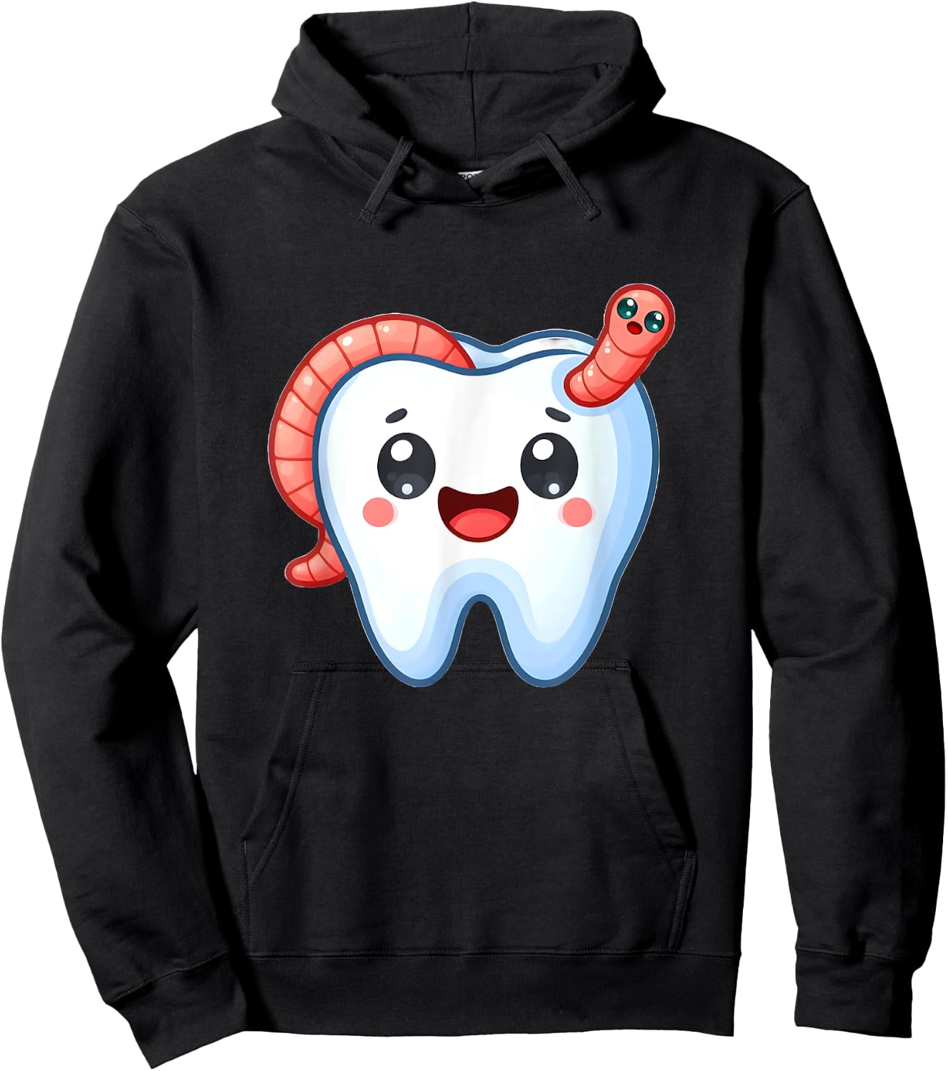 Funny Tooth with Worm in Cavity Hoodie - Hoodie | Black