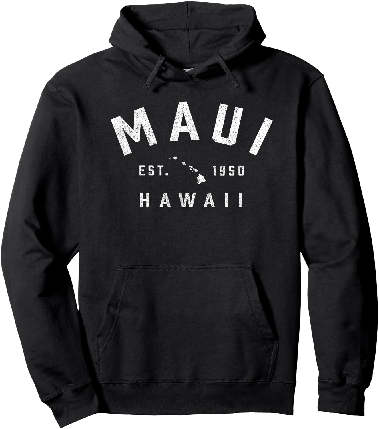 Maui Hawaii Est Vintage Preppy Throwback Vacation Souvenir Hoodie - Hoodie | Black