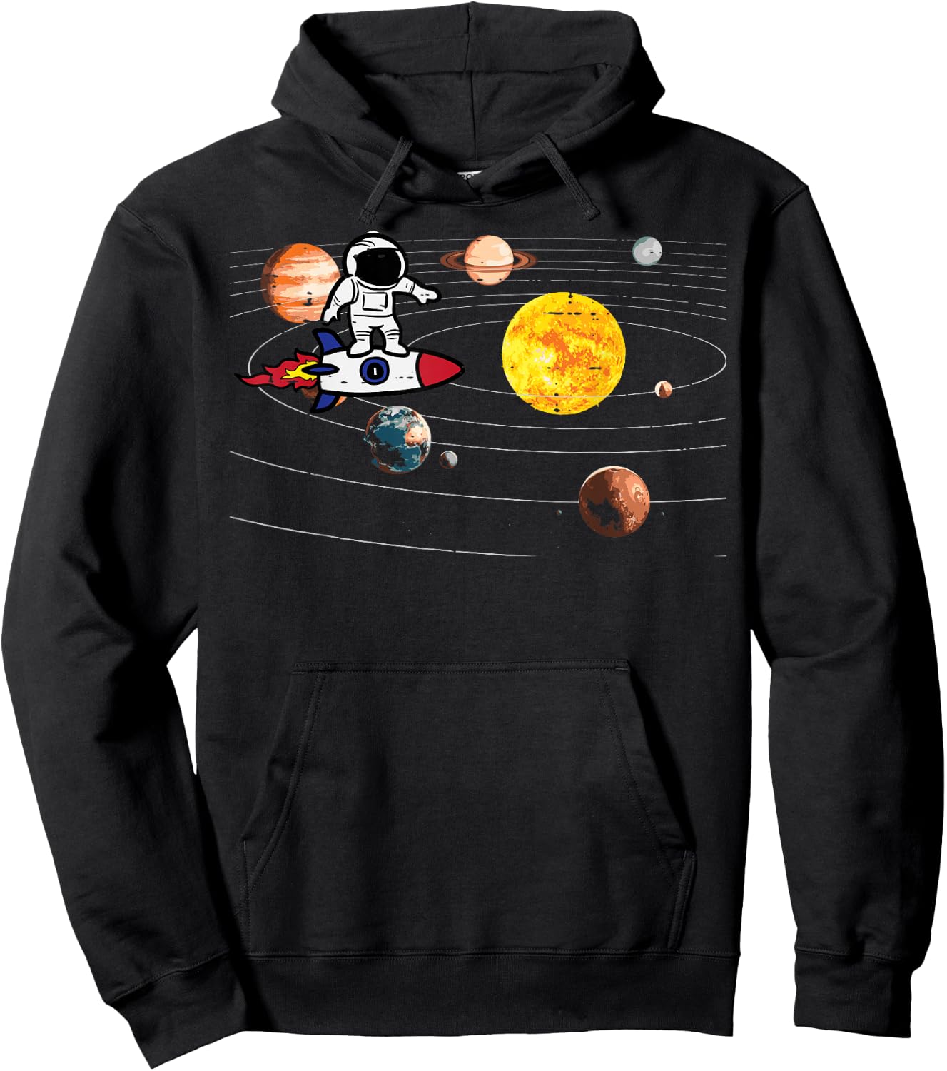 Astronaut Rocket Ship Planets Space Galaxy Men Women Kids Hoodie - Hoodie | Black