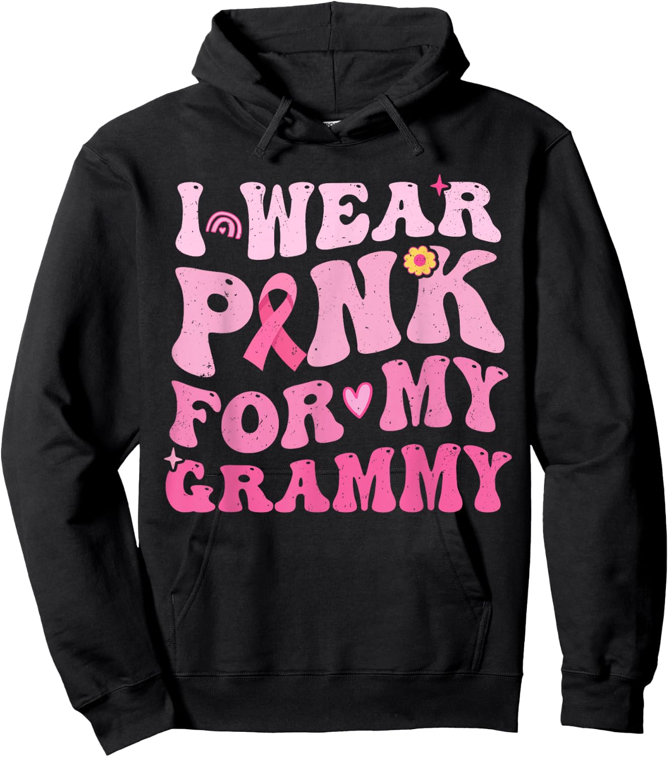 I Wear Pink For My Grammy Breast Cancer Grandma Kids Hoodie - Hoodie | Black