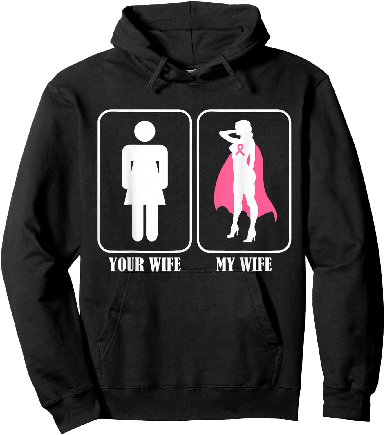 Your Wife My Wife Husband Breast Cancer Awareness Hoodie - Hoodie | Black
